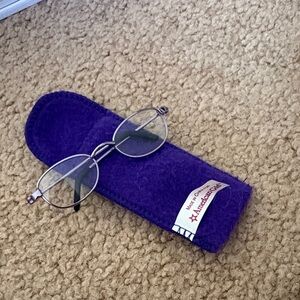 American girl doll Purple Felt Glasses Case with purple silver Glasses